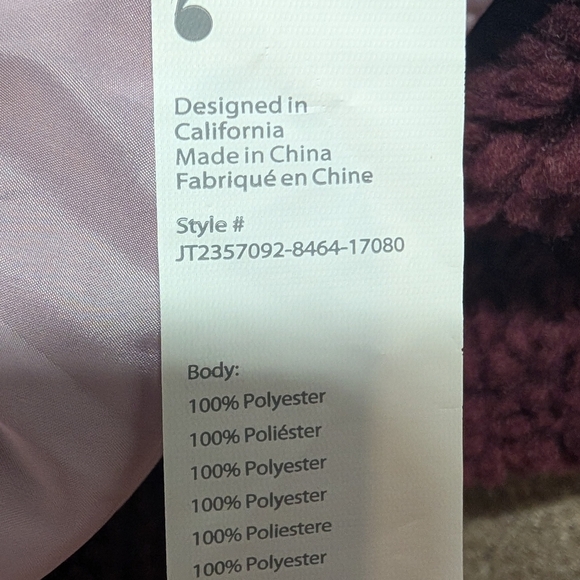 Fabletics Tahoe Teddy Jacket Women's Merlot/Soft Pink Snap Button Fleece 2X - Picture 7 of 8